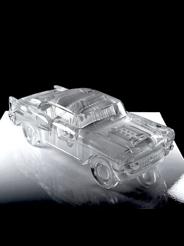 Presse papier vintage grosse voiture Chevrolet Bel Air 1957 en cristal