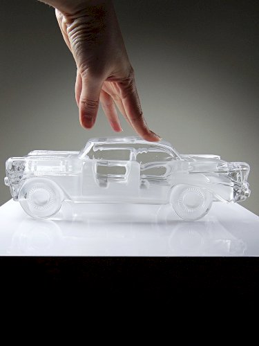 Presse papier vintage grosse voiture Chevrolet Bel Air 1957 en cristal