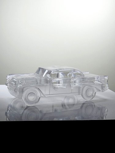 Presse papier vintage grosse voiture Chevrolet Bel Air 1957 en cristal