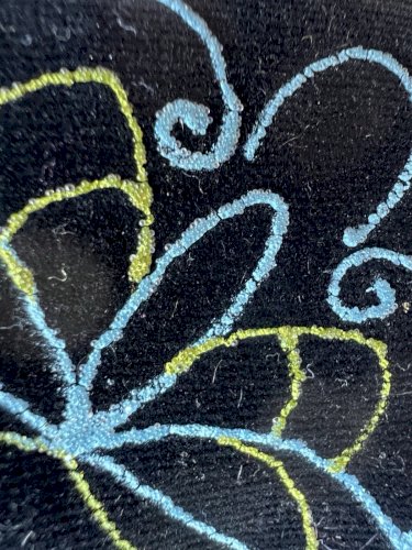 Protège mouchoirs 19e en velours Soie Peint à la main Floral Collection Ancien