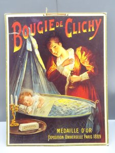 - ADVERTISEMENT ON CANDLE BOX OF CLICHY BERNARD CARANT PARIS GOLD MEDAL 1889 D