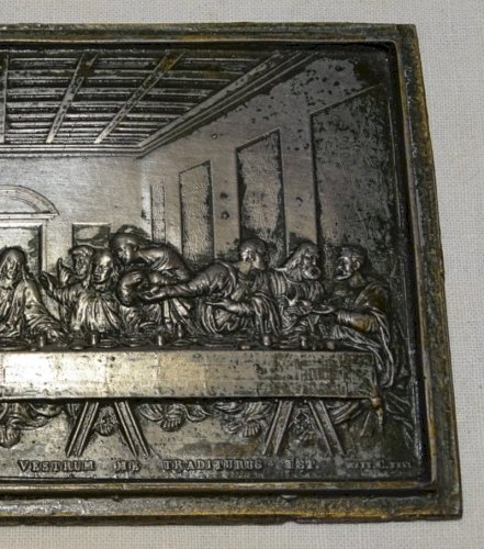 - PUTINATIF  1818 BAS RELIEF LA CENE d'après LEONARD de VINCI PLAQUE DE PLOMB  D