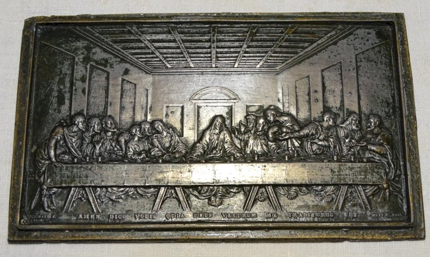 - PUTINATIF  1818 BAS RELIEF LA CENE d'après LEONARD de VINCI PLAQUE DE PLOMB  D