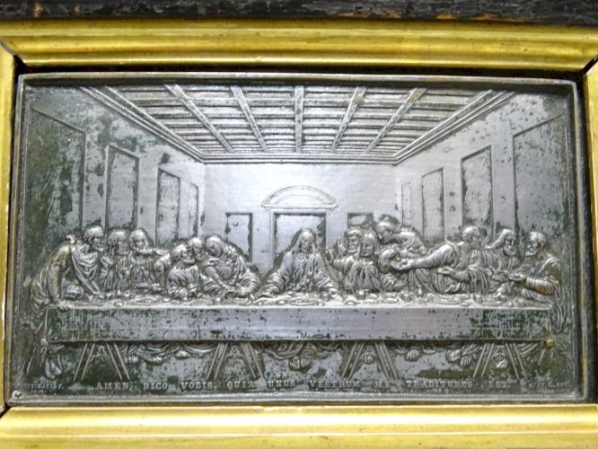 - PUTINATIF  1818 BAS RELIEF LA CENE d'après LEONARD de VINCI PLAQUE DE PLOMB  D