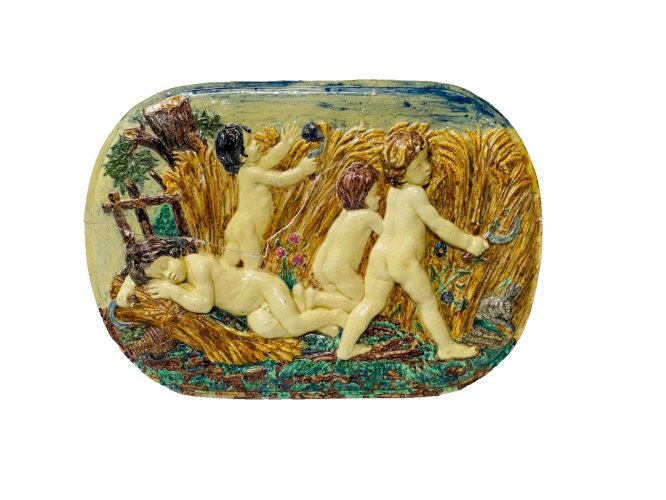 " Putti a la moisson " Groupe en orcelaine polychrome XX siècle par S SERGENT