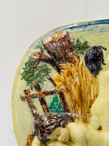 " Putti a la moisson " Groupe en orcelaine polychrome XX siècle par S SERGENT