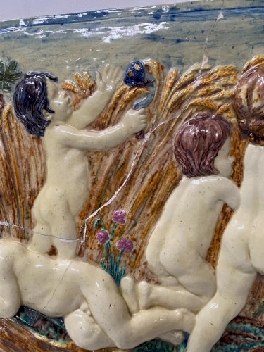 " Putti a la moisson " Groupe en orcelaine polychrome XX siècle par S SERGENT