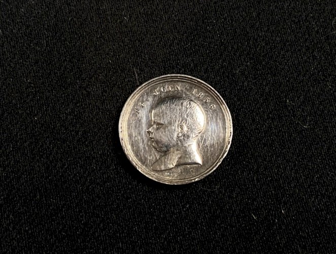 Quinaire médaille en argent Napoléon III naissance de Napoléon IV 1856 A. Caqué