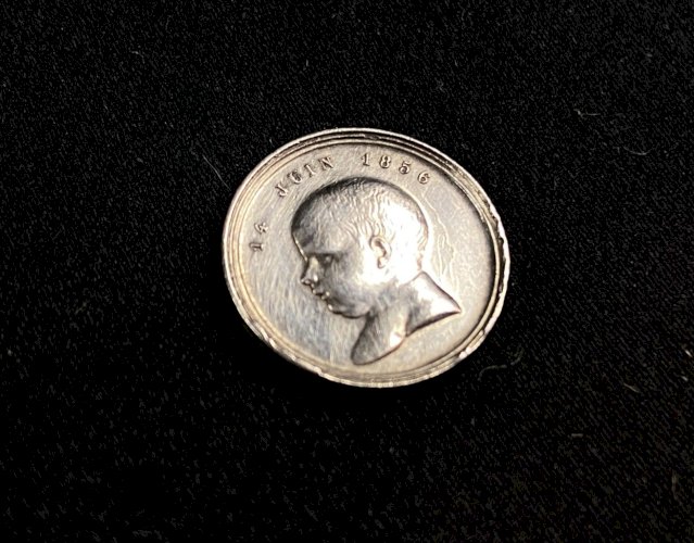 Quinaire médaille en argent Napoléon III naissance de Napoléon IV 1856 A. Caqué