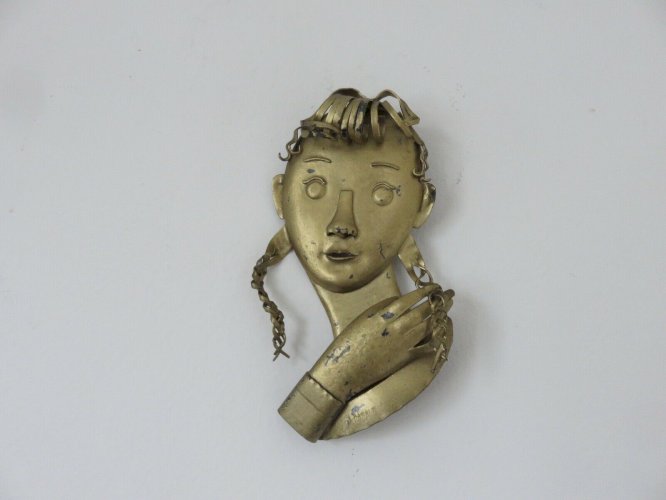 RAIMON CASALS I ALSINA SCULPTURE METALLIQUE MURALE JEUNE FILLE ESPAGNE 1950