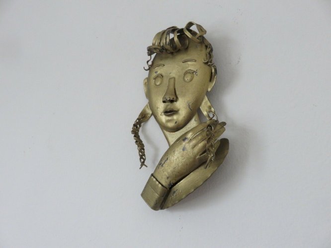 RAIMON CASALS I ALSINA SCULPTURE METALLIQUE MURALE JEUNE FILLE ESPAGNE 1950