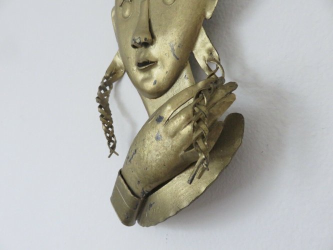 RAIMON CASALS I ALSINA SCULPTURE METALLIQUE MURALE JEUNE FILLE ESPAGNE 1950