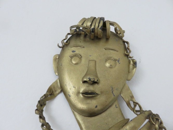 RAIMON CASALS I ALSINA SCULPTURE METALLIQUE MURALE JEUNE FILLE ESPAGNE 1950