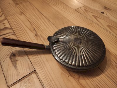 Ramasse-miettes Vintage BOSSI Italy - Métal Argenté & Bois - années 50/60