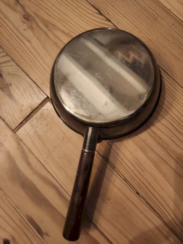 Ramasse-miettes Vintage BOSSI Italy - Métal Argenté & Bois - années 50/60