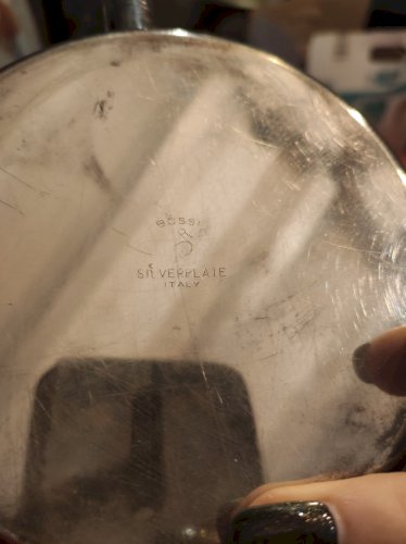 Ramasse-miettes Vintage BOSSI Italy - Métal Argenté & Bois - années 50/60