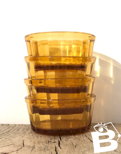 Ramequins rétro vintage en verre ambré Vereco