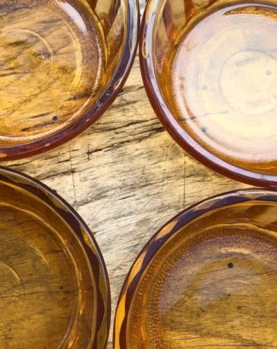 Ramequins vintage en verre ambré Vereco