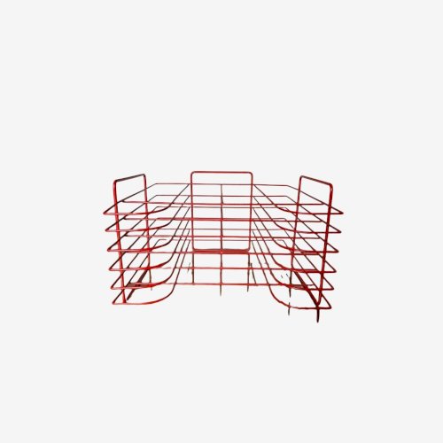 RANGE VINYLES MINIMALISTE EN FIL DE METAL LAQUE ROUGE ANNEES 70 VINTAGE 