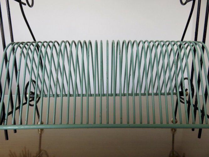 RANGE VINYLES LYRE METAL LAQUE VERT ET NOIR ET LAITON ANNEES 50 60 VINTAGE
