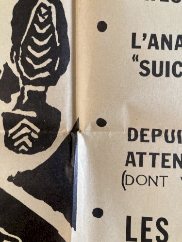 Rare Affiche Anti Fichistes Autentique 1969  Gauche Politique Anarchiste .