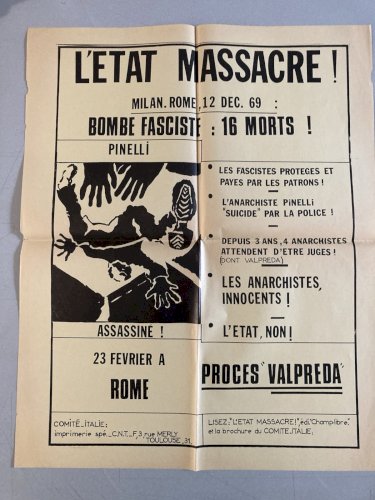 Rare Affiche Anti Fichistes Autentique 1969  Gauche Politique Anarchiste .