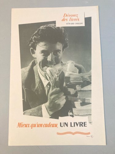 Rare Affiche Originale De Lucien Lorelle Gérard Philippe Livre Ancien