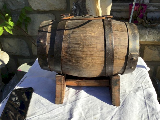 Rare Ancien Tonnelet bois  Art Déco Bistrot Cave Collection Curiosité montagne