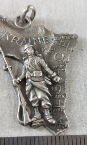 Rare ancienne médaille, Alsace Lorraine, WW1, en argent ^