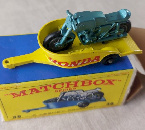 Rare ancienne remorque / Honda Motor Cycle Trailer, Matchbox Lesney, n° 38