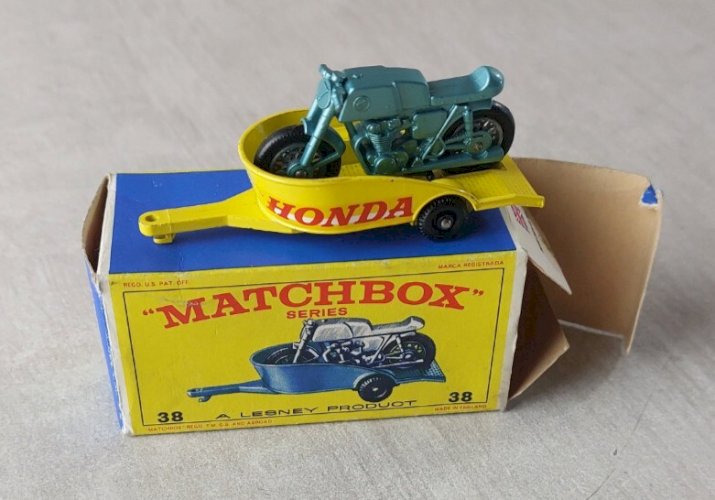 Rare ancienne remorque / Honda Motor Cycle Trailer, Matchbox Lesney, n° 38