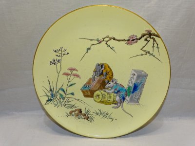 - RARE CERAMIC PLATE BORDEAUX J. VIEILLARD after HOKUSAI late 19th MOUSE