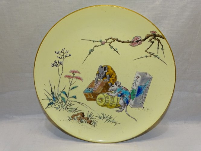 -RARE ASSIETTE CERAMIQUE BORDEAUX J. VIEILLARD d'après HOKUSAI fin XIX SOURIS