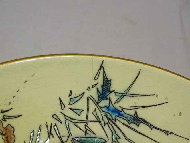 -RARE ASSIETTE CERAMIQUE BORDEAUX J. VIEILLARD d'après HOKUSAI fin XIX SOURIS