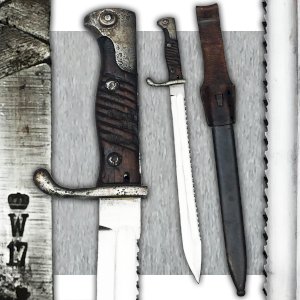 RARE PRUSSIAN BAYONET M1898 WITH SAW E.W. HOLLER SOLINGEN 1915 ORIGINAL