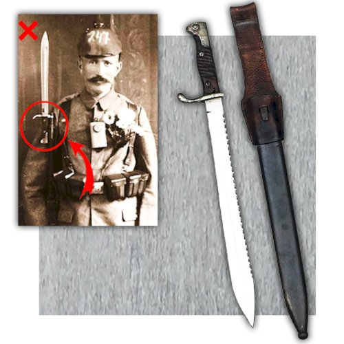 RARE BAÏONNETTE PRUSSIENNE M1898 AVEC SCIE E.W.HOLLER SOLINGEN 1915 ORIGINAL