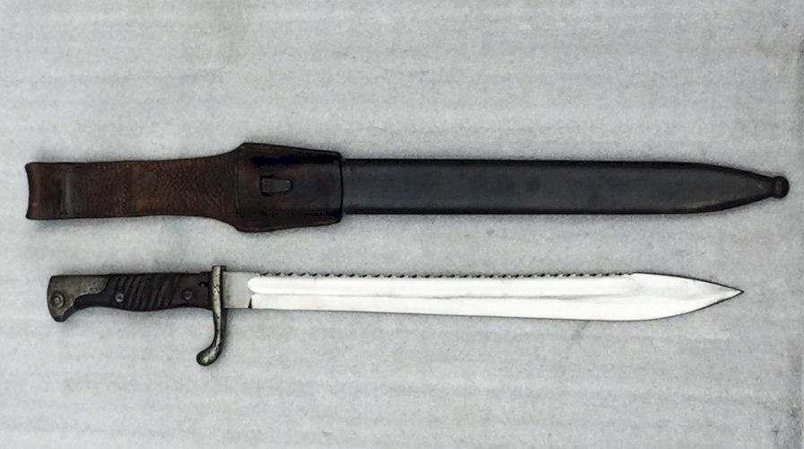 RARE BAÏONNETTE PRUSSIENNE M1898 AVEC SCIE E.W.HOLLER SOLINGEN 1915 ORIGINAL