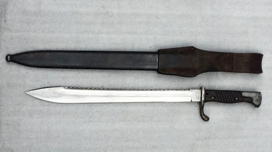 RARE BAÏONNETTE PRUSSIENNE M1898 AVEC SCIE E.W.HOLLER SOLINGEN 1915 ORIGINAL