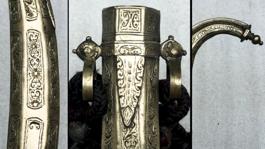 RARE & BEAU SABRE COURT KANDJAR / KHANDJAR / KINDJAL / KINJAL JAMBYA KOUMIA XIX ORIGINAL N°2