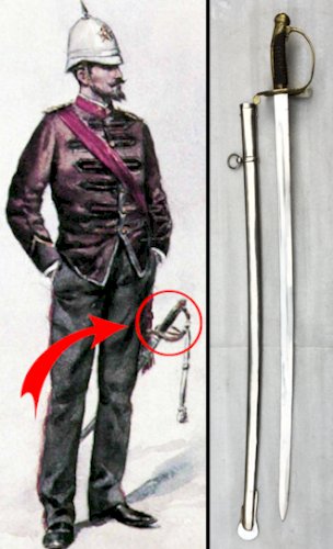 RARE & BEAU SABRE PALASH D'OFFICIER D'INFANTERIE PORTUGAIS MOD.1897 XIX ORIGINAL