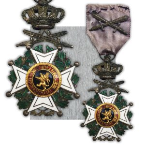 RARE & BELLE MÉDAILLE BIJOU ORDRE LEOPOLD 1ER AVEC GLAIVES ORIGINAL