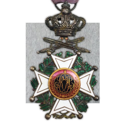 RARE & BELLE MÉDAILLE BIJOU ORDRE LEOPOLD 1ER AVEC GLAIVES ORIGINAL