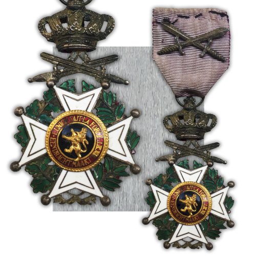 RARE & BELLE MÉDAILLE BIJOU ORDRE LEOPOLD 1ER AVEC GLAIVES ORIGINAL