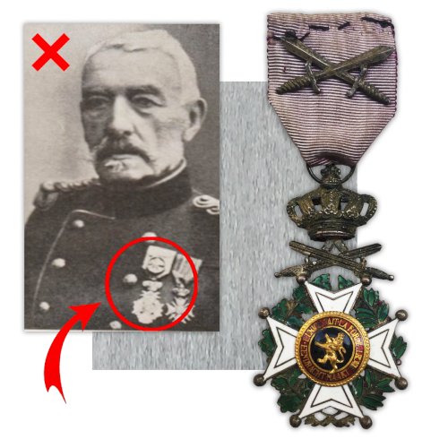 RARE & BELLE MÉDAILLE BIJOU ORDRE LEOPOLD 1ER AVEC GLAIVES ORIGINAL