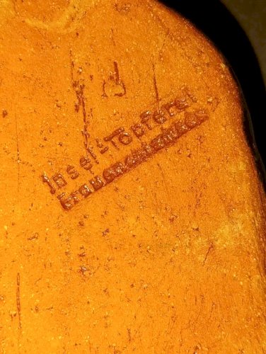rare benitier terre  cuite signé Insel Topferei en bon etat