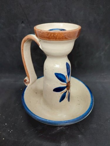 Rare bougeoir decor floral signé robert picault en bon etat