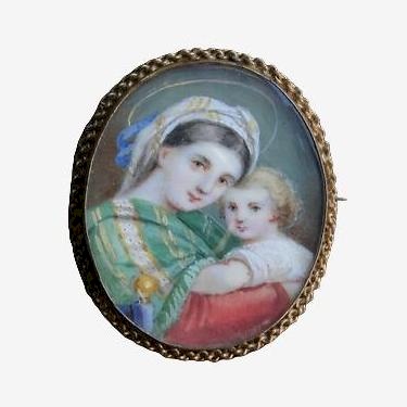 Broche Ancienne Fleurs – Peinture Miniature Faite Main – Signée AS – Vintage