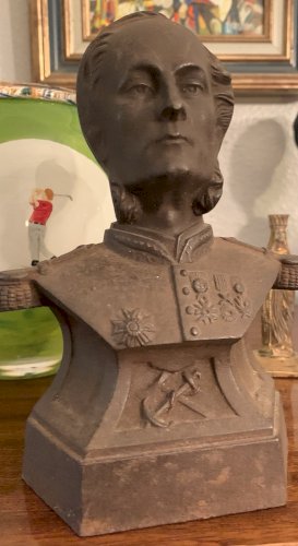 Rare buste de l'amiral Courbet XIXe fonderie Jules Manil à Vivier au Court