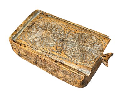 RARE COFFRET SCULPTE XVIIème ART POPULAIRE VELAY BOITE DE DENTELIÈRE  1641