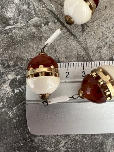 Rare Collier 1925 Art Déco Bakélite/Galalithe/Verre Design Geometrique Collector